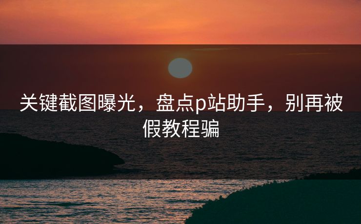 关键截图曝光，盘点p站助手，别再被假教程骗