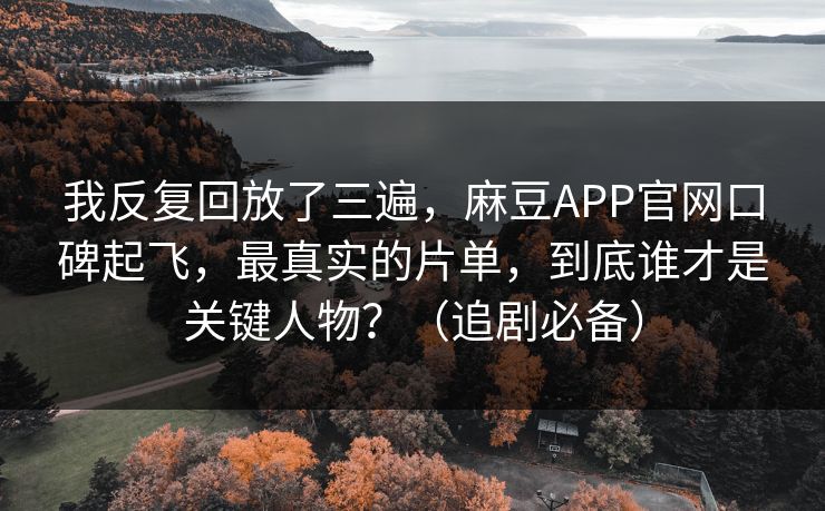 我反复回放了三遍，麻豆APP官网口碑起飞，最真实的片单，到底谁才是关键人物？（追剧必备）