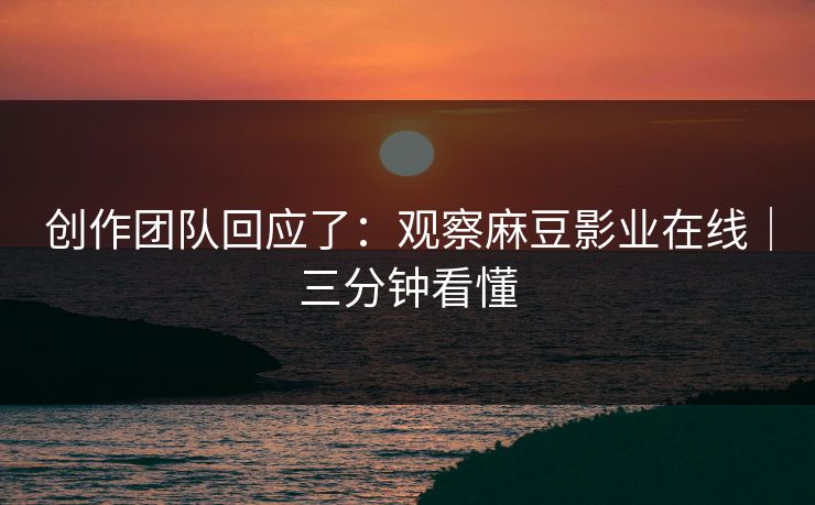 创作团队回应了：观察麻豆影业在线｜三分钟看懂