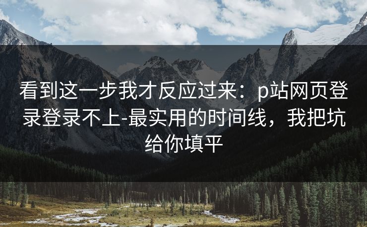 看到这一步我才反应过来：p站网页登录登录不上-最实用的时间线，我把坑给你填平