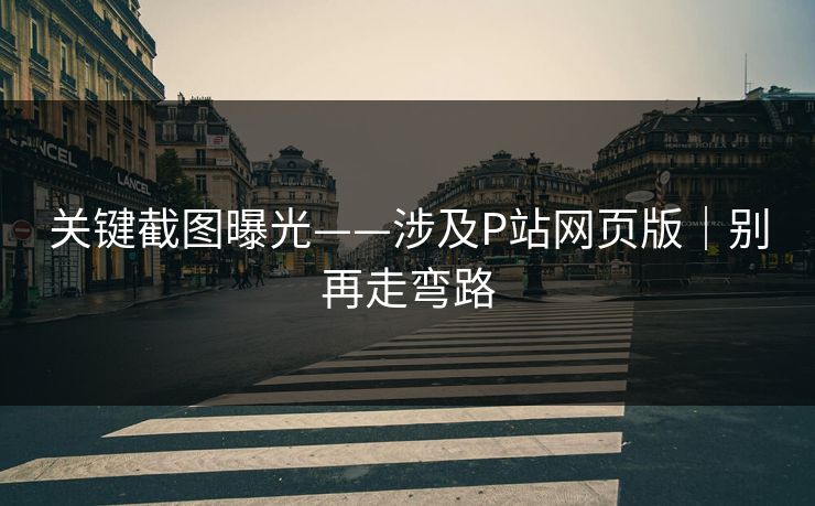 关键截图曝光——涉及P站网页版｜别再走弯路