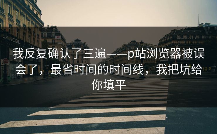 我反复确认了三遍——p站浏览器被误会了，最省时间的时间线，我把坑给你填平