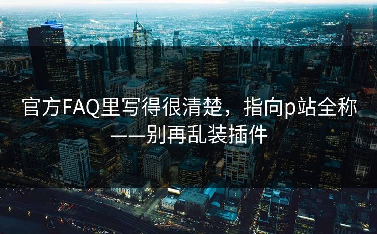 官方FAQ里写得很清楚,指向p站全称——别再乱装插件 官方FAQ里写得很清楚,指向p站全称——别再乱装插件