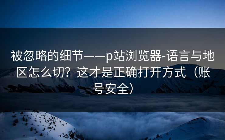 被忽略的细节——p站浏览器-语言与地区怎么切？这才是正确打开方式（账号安全）