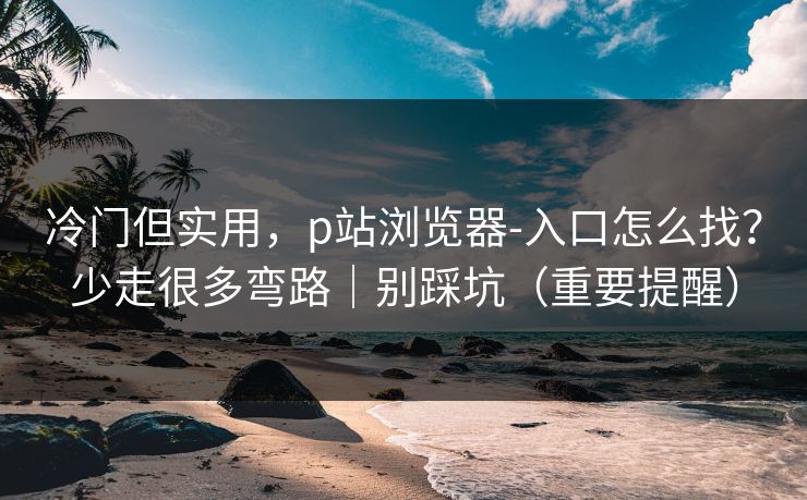冷门但实用，p站浏览器-入口怎么找？少走很多弯路｜别踩坑（重要提醒）