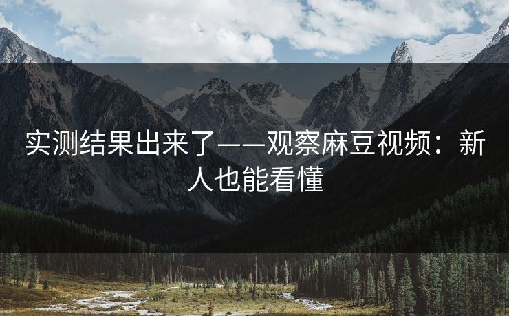 实测结果出来了——观察麻豆视频:新人也能看懂 实测结果出来了——观察麻豆视频:新人也能看懂